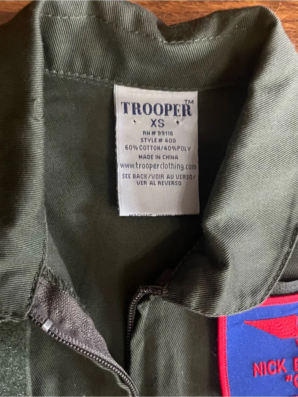 Kids Trooper Flight suit costume Goose Air Force costume XS unisex Top Gun Green